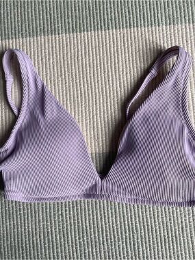 Shade & Shore Lavender Ribbed Triangle Bralette top with wire support, 36C